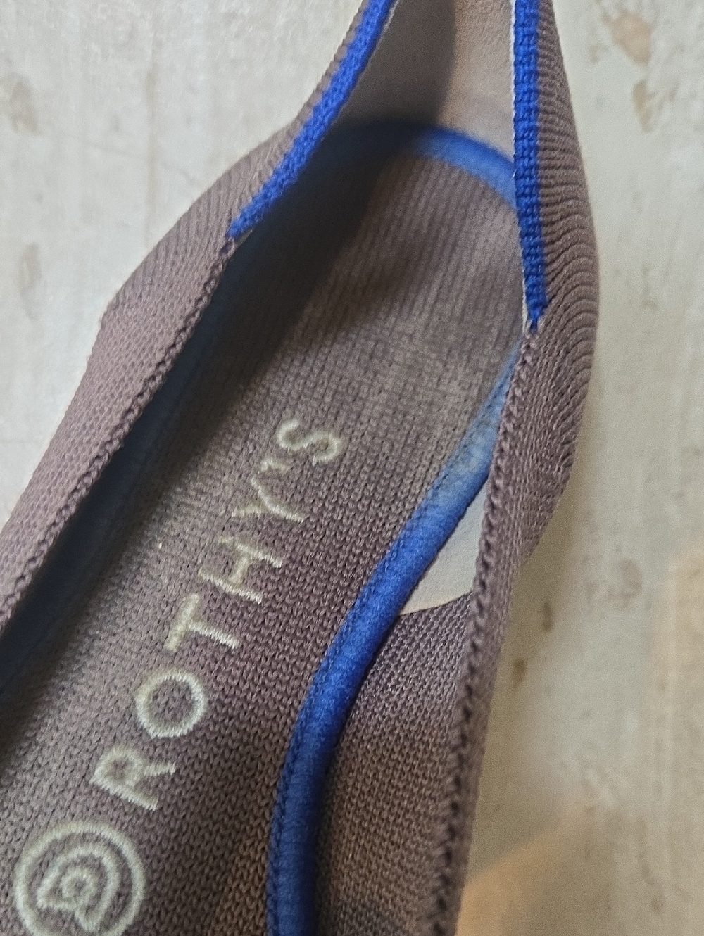 Rothy's Taupe Brown with Blue Accent Pointed Toe Flats - Picture 12 of 12